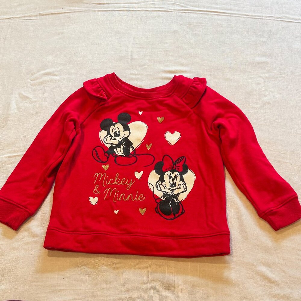 Disney/Jumping Beans Girls Red Mickey and Minnie Mouse Sweatshirt